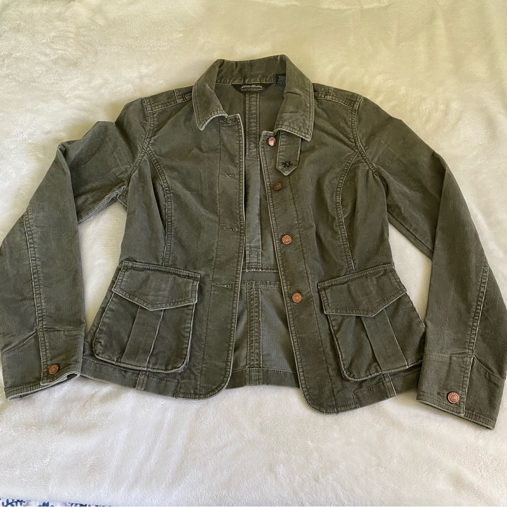 Ladies, green corduroy, Eddie Bauer jacket